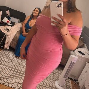 Elegant Pink Off-Shoulder Dress